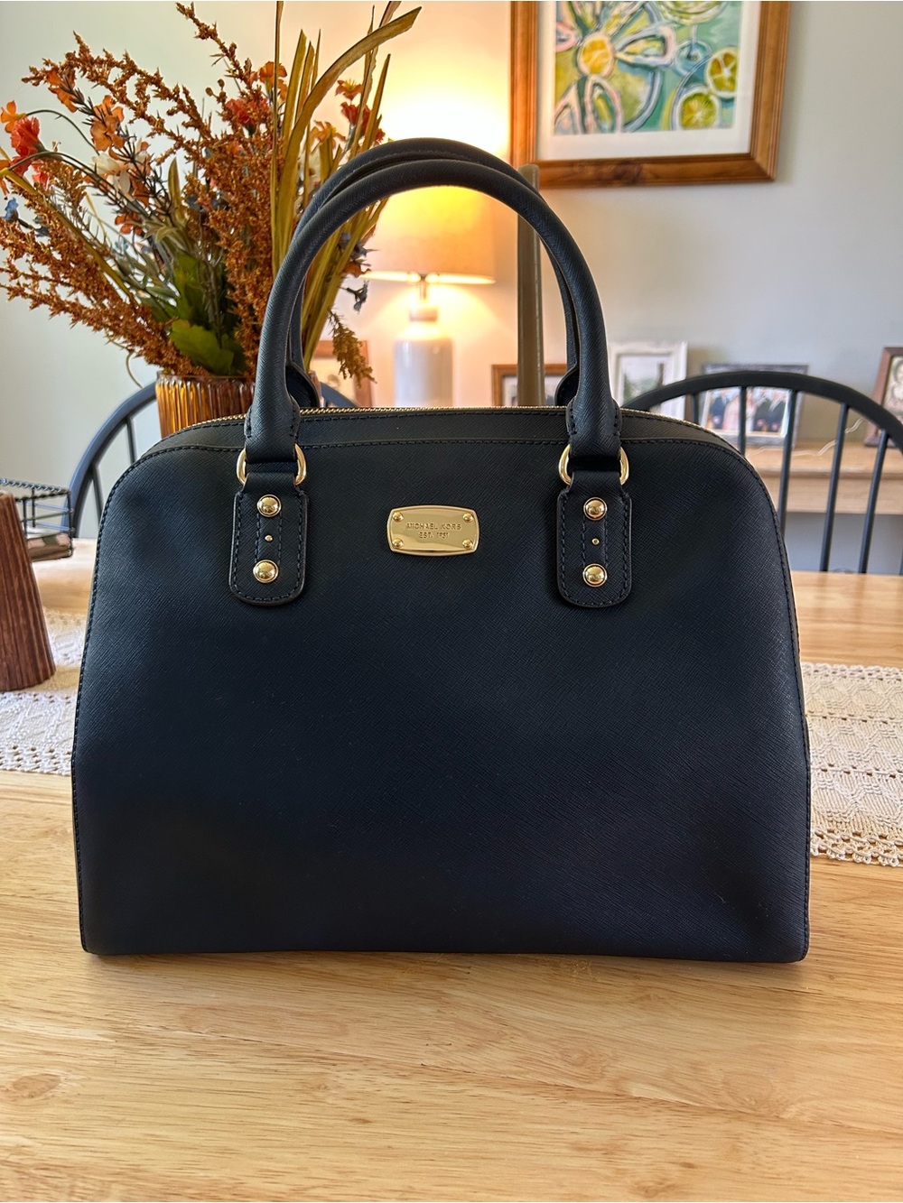 Michael Kors Navy Saffiano Dome Purse